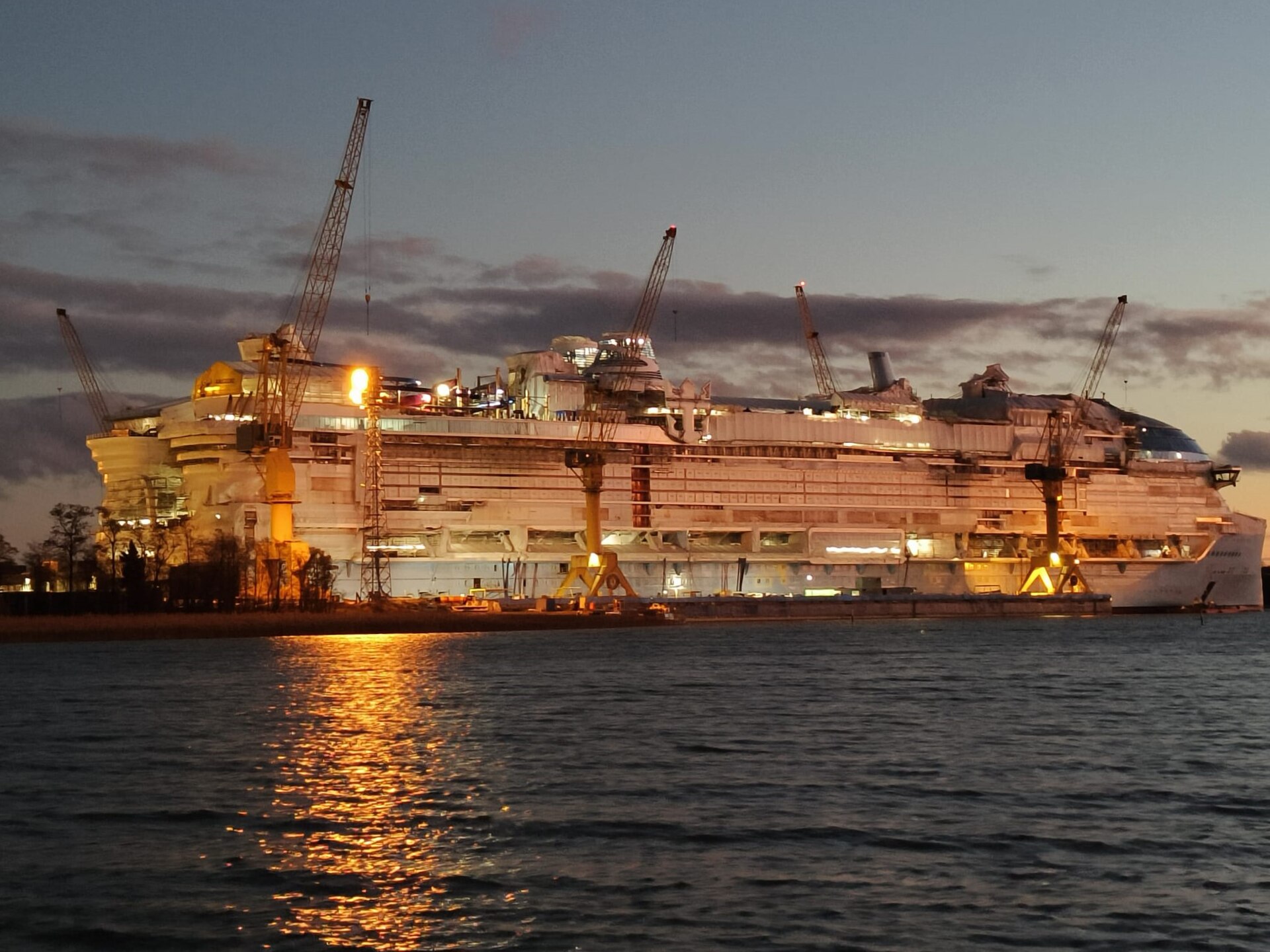 Hull and superstructure of Star of the Seas taking shape, 2024